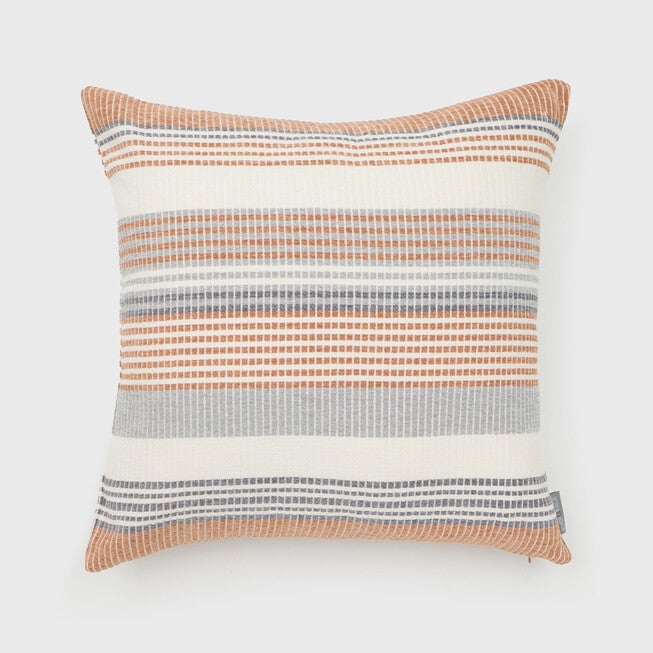FREJA WOVEN STRIPES PILLOW 18X18, BROWN, hi-res image number 0