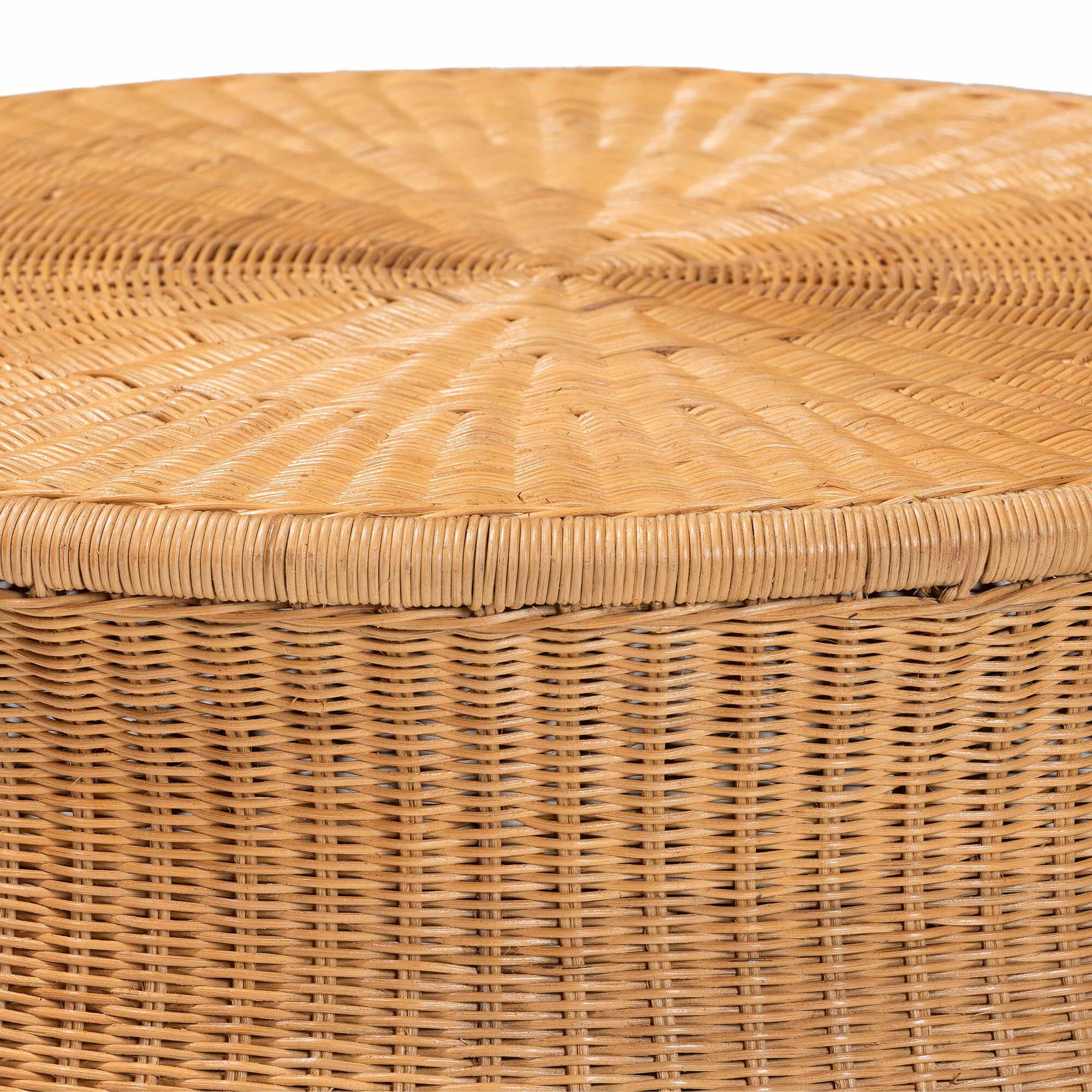 Caroline Round Natural Rattan Coffee Table, LIGHT HONEY, alternate image number 2