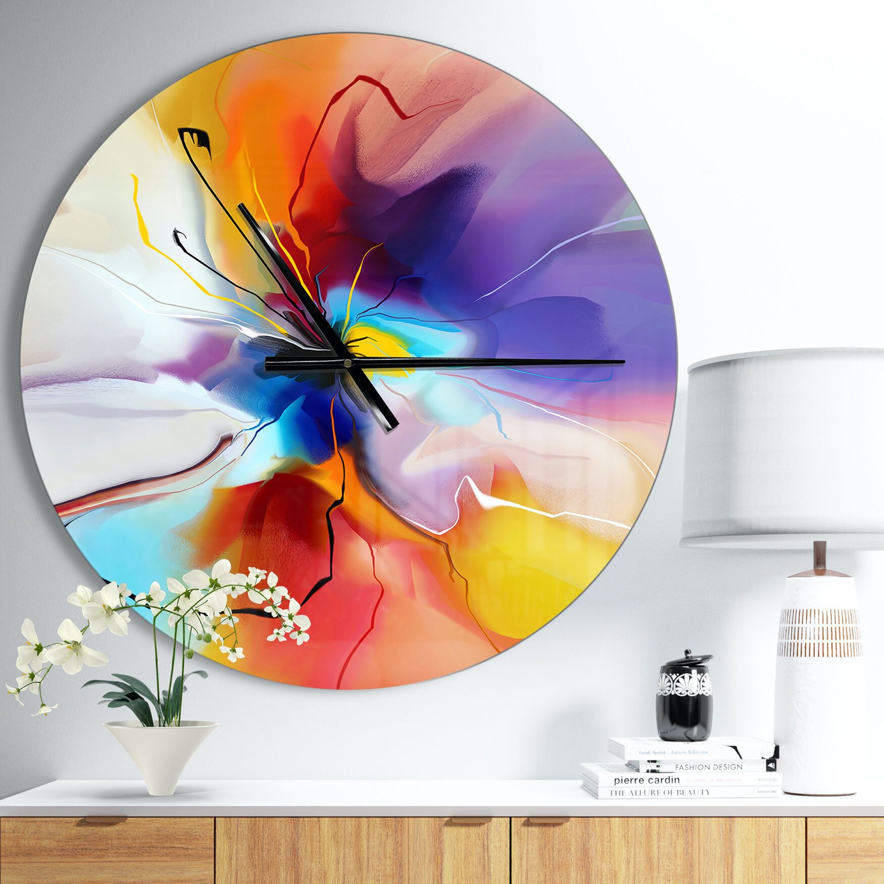 Creative Flower In Multiple Colors Farmhouse Wall Clock, MULTI, hi-res image number 0