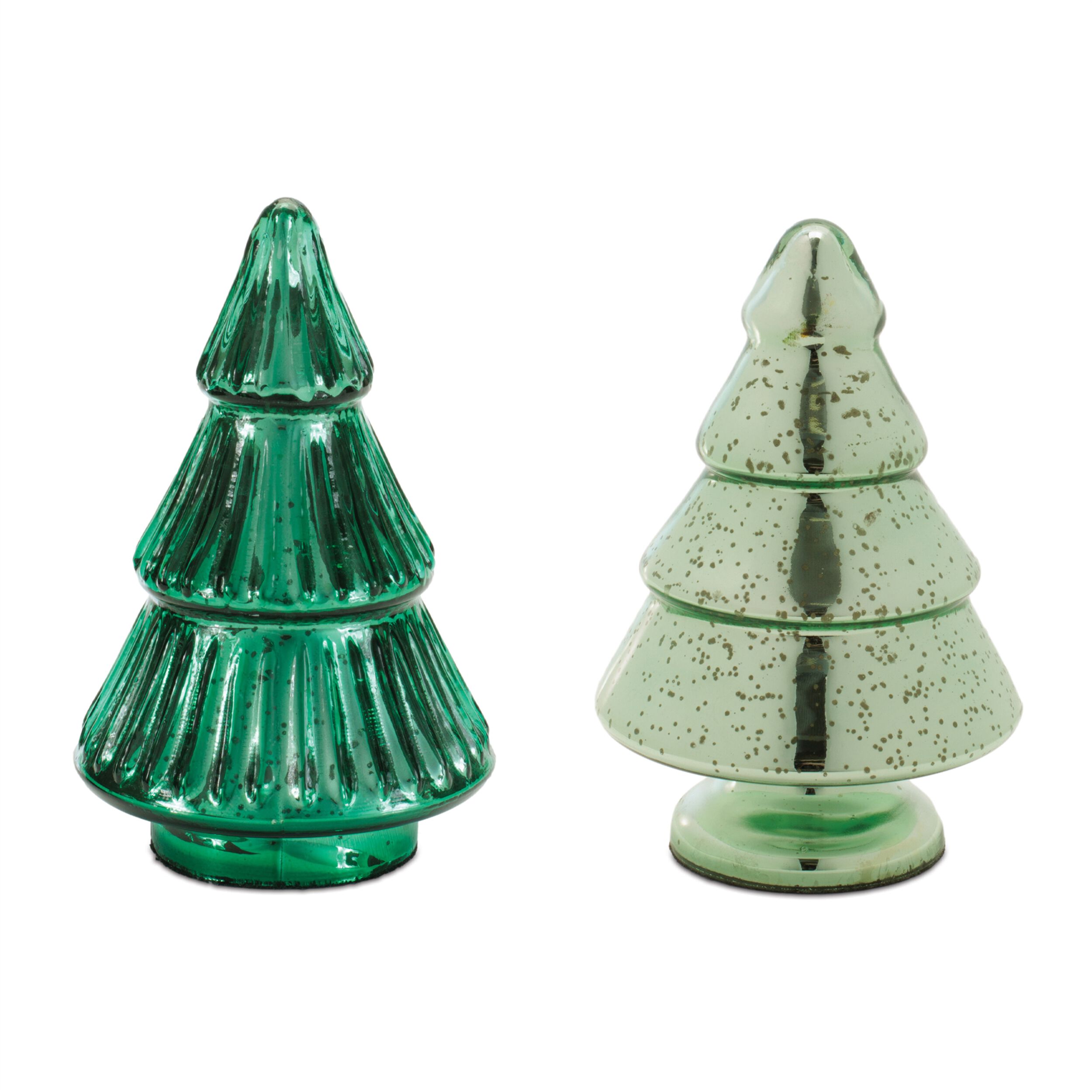 Mercury Glass Christmas Tree (Set of 2), GREEN, alternate image number 1