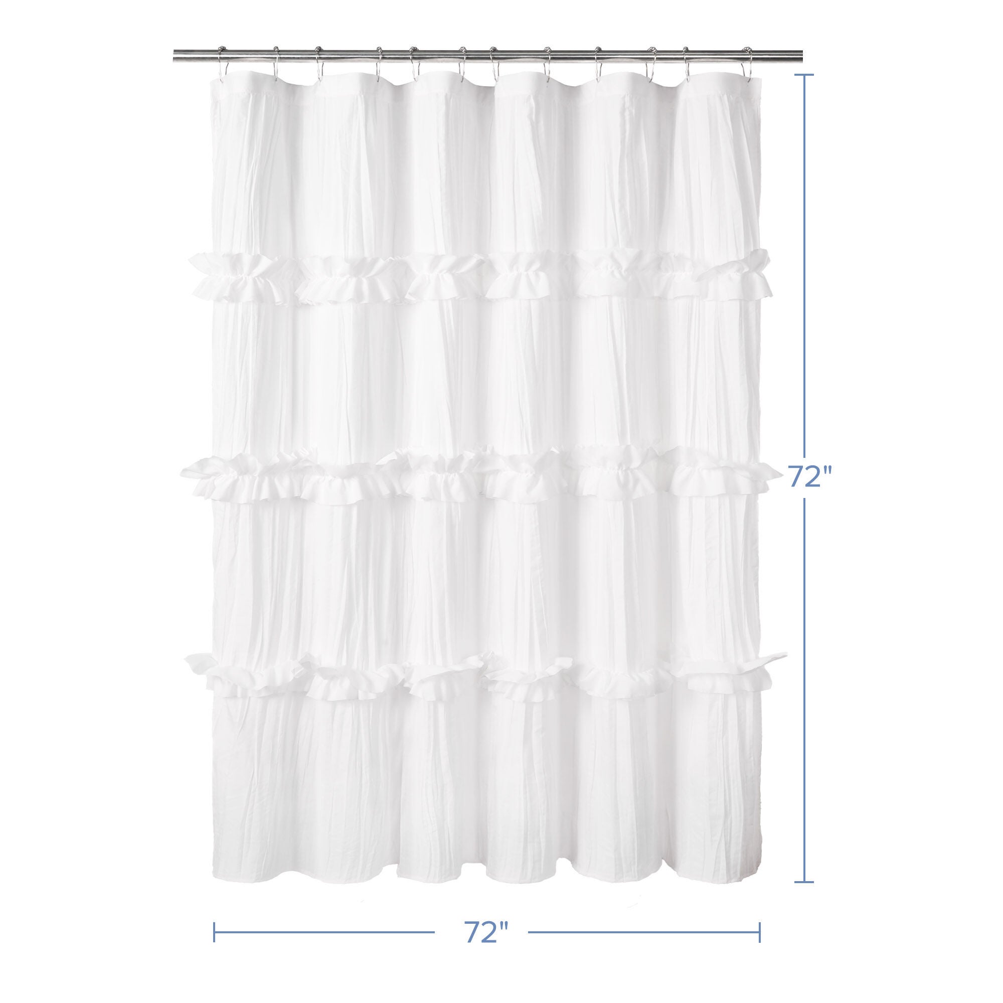 Recycled Ruffles and Pleats Shower Curtain, WHITE, alternate image number 4