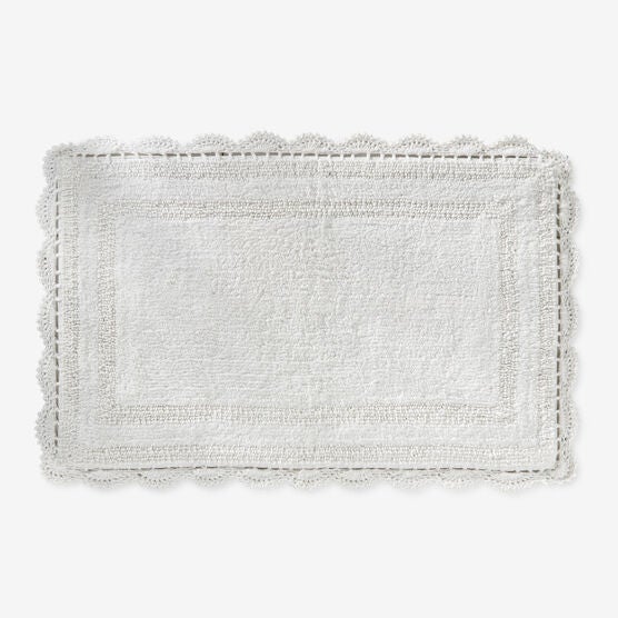 Rectangular Crochet Bath Mat, WHITE, hi-res image number null