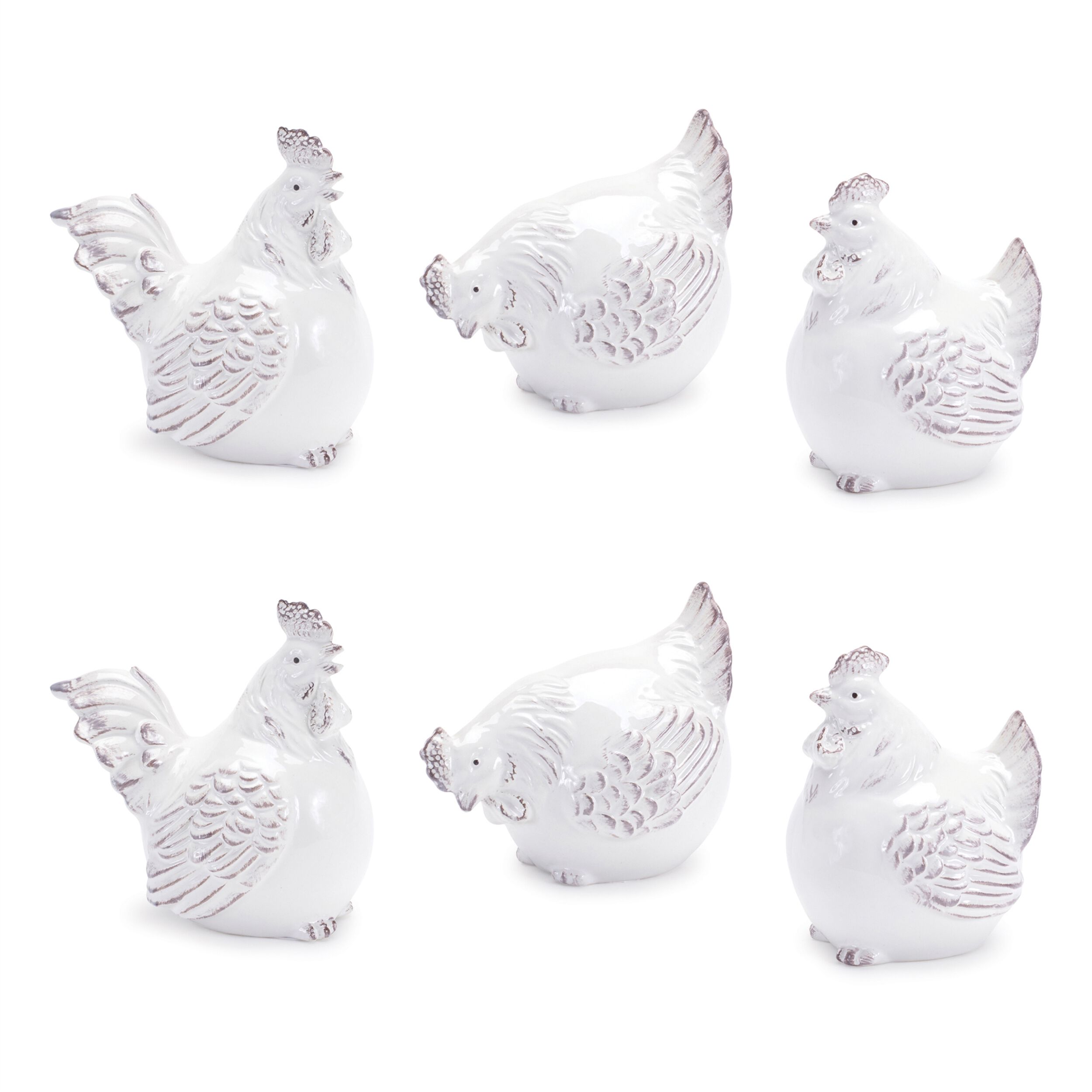 Ceramic Chicken Decor (Set of 6), WHITE/BEIGE, alternate image number 5
