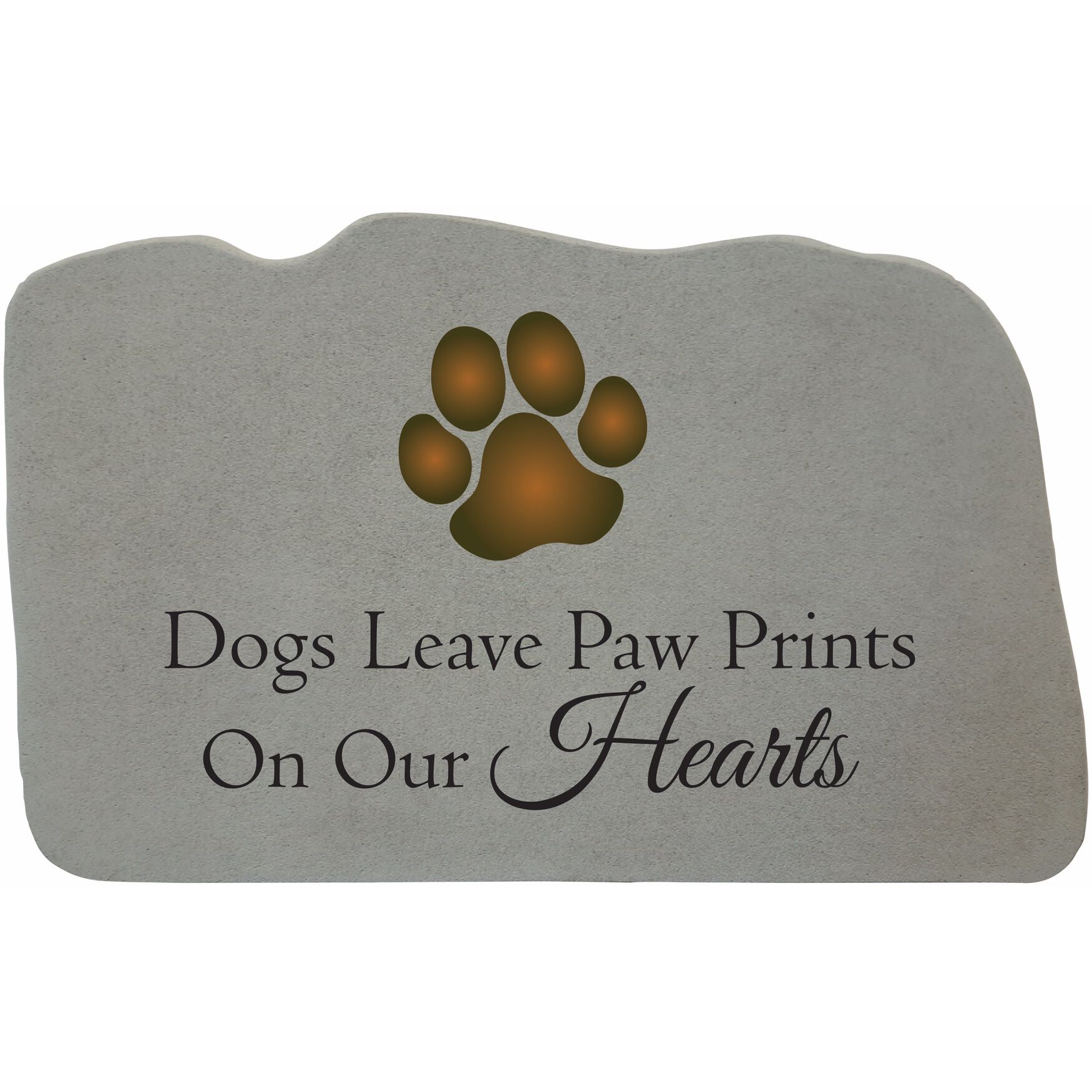 Dogs Leave Paw Prints Pet Garden Memorial Accent Stone, GREY, hi-res image number 0