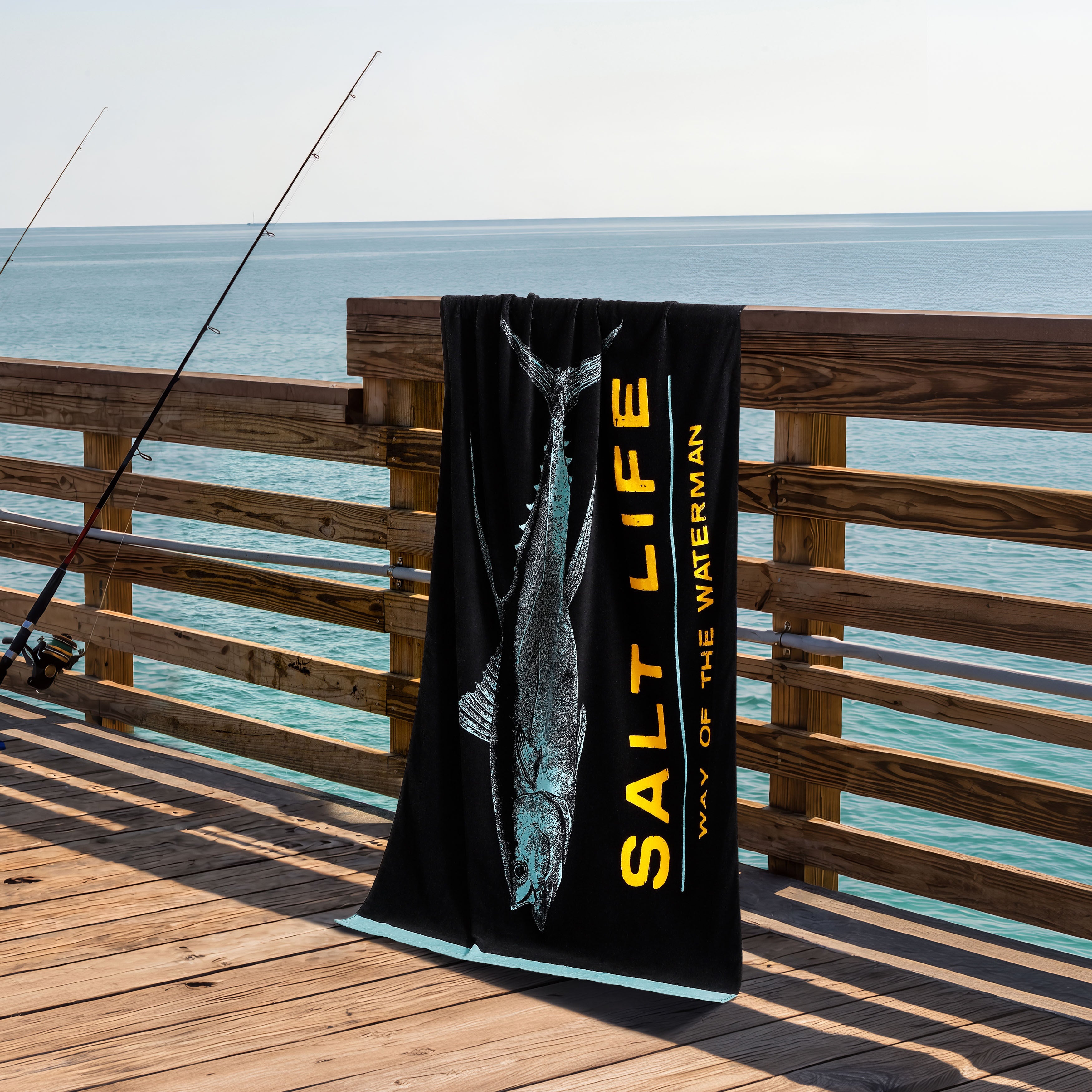 Way Of The Waterman Beach Towel, BLACK, hi-res image number 0