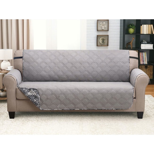 Printed Reversible Quilted Sofa Protector, , alternate image number null