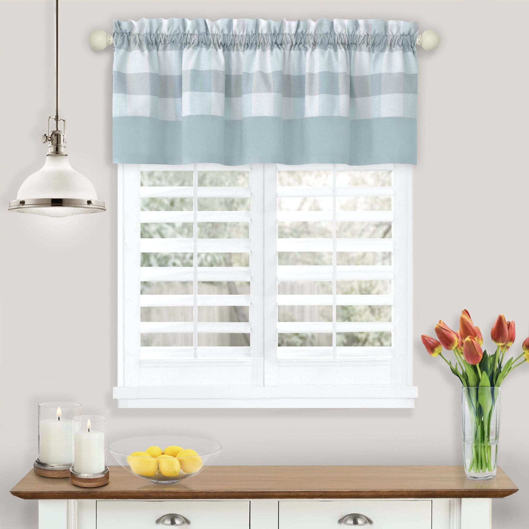 Hunter Window Curtain Valance, ICE BLUE, hi-res image number 0