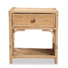 Camara Modern Bohemian Natural Brown Rattan 1-Drawer Nightstand, , alternate image number null