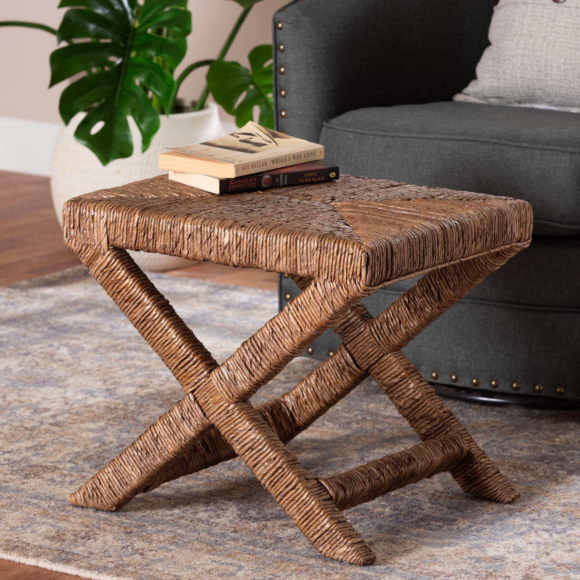 Alda Woven Seagrass Ottoman, NATURAL, alternate image number 6