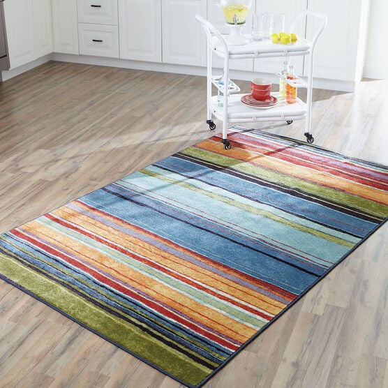 Large Rainbow Stripe Rug , MULTI, hi-res image number null