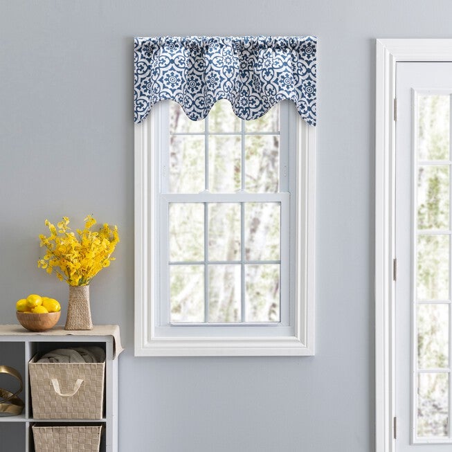 Athens Lined Scallop Valance, NAVY, hi-res image number 0