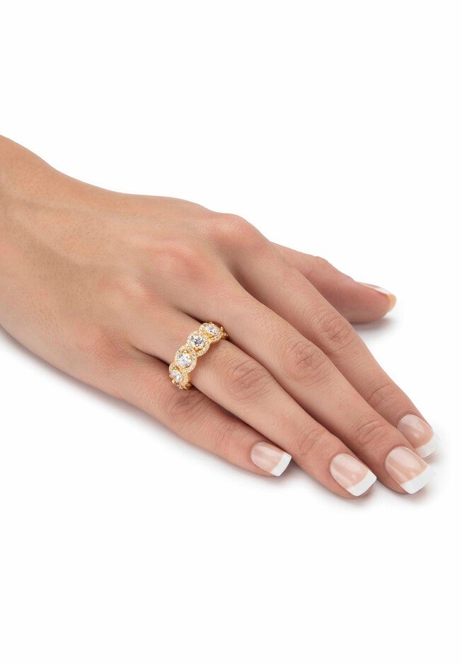 Yellow Gold over Sterling Silver Eternity Bridal Ring Cubic Zirconia, , alternate image number null