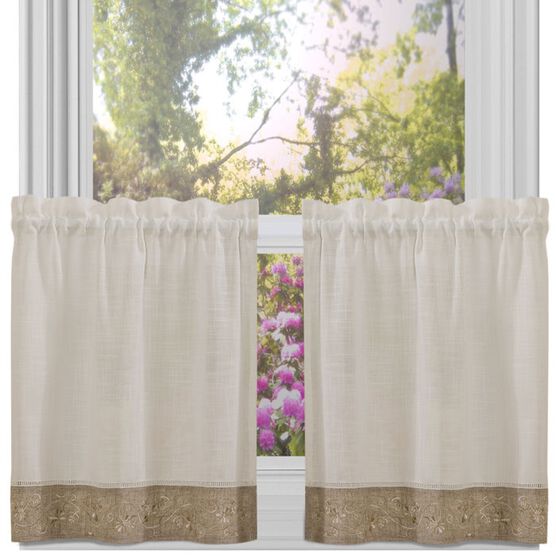 Oakwood Window Curtain Tier Pair, NATURAL, hi-res image number null