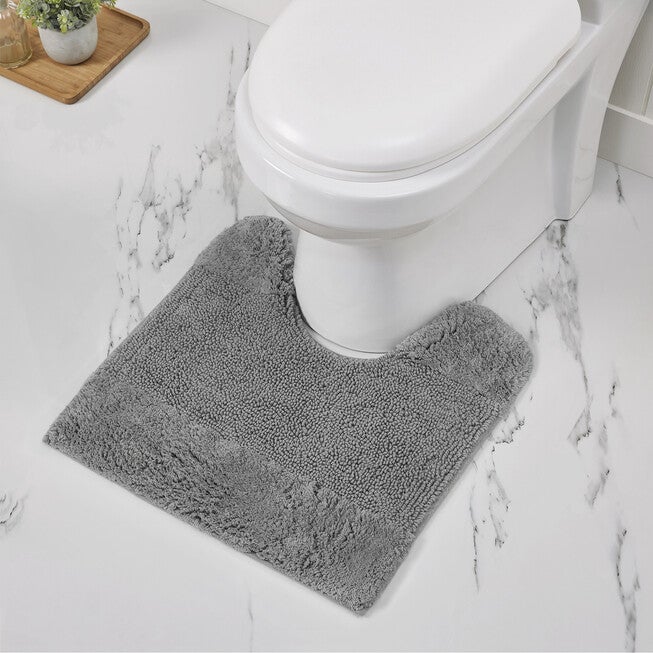 Granada Collection 100% Cotton 20 inches X 20 inches Contour Bath Rug, GRAY, hi-res image number 0