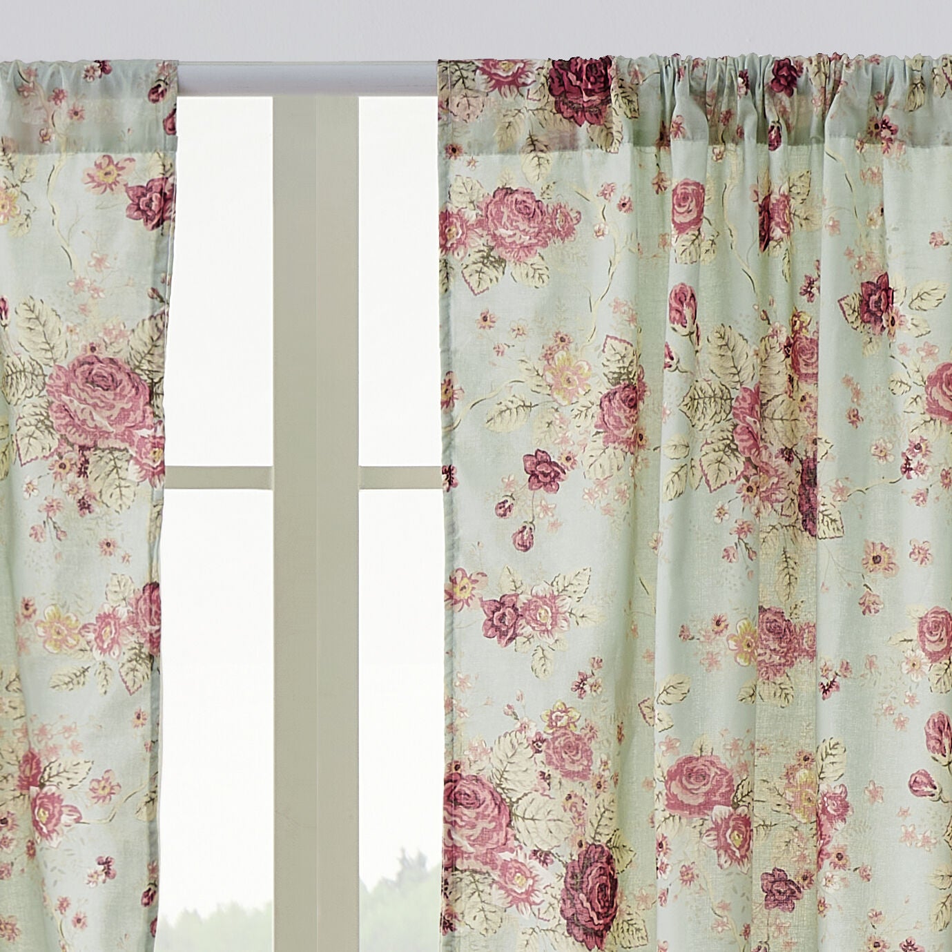 Antique Rose Window Curtain Panels, Set of 2, 84 inches, Blue, BLUE, alternate image number 4