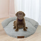 Stripe Printing poly-cotton bolster with detachable faux fur cushion, Small Size, STRIPED GREY, hi-res image number null