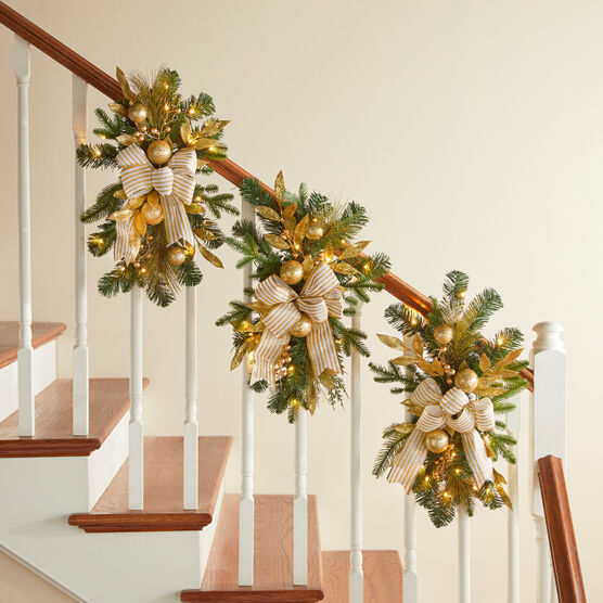 Holiday Classics Stair Swag, GOLD, hi-res image number null
