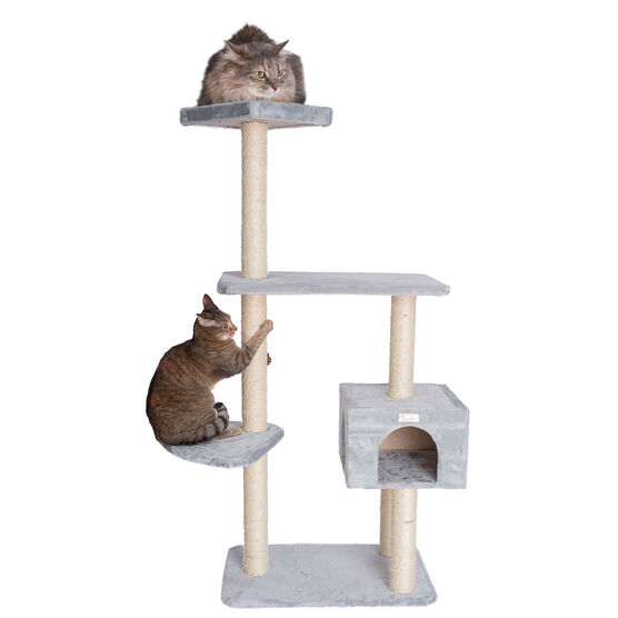 Gleepet 57" Real Wood Cat Tree With Condo And Perch, SILVER, hi-res image number null