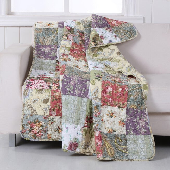 Blooming Prairie Patchwork Quilted Throw Blanket, MULTI, hi-res image number null