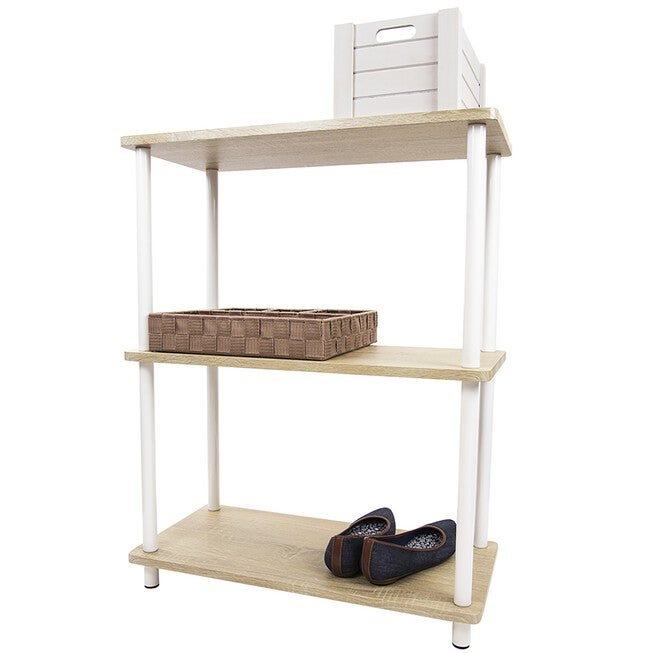 Home Basics Pine Wood 3 Tier Rectangular Corner Shelf, BAMBOO, hi-res image number null