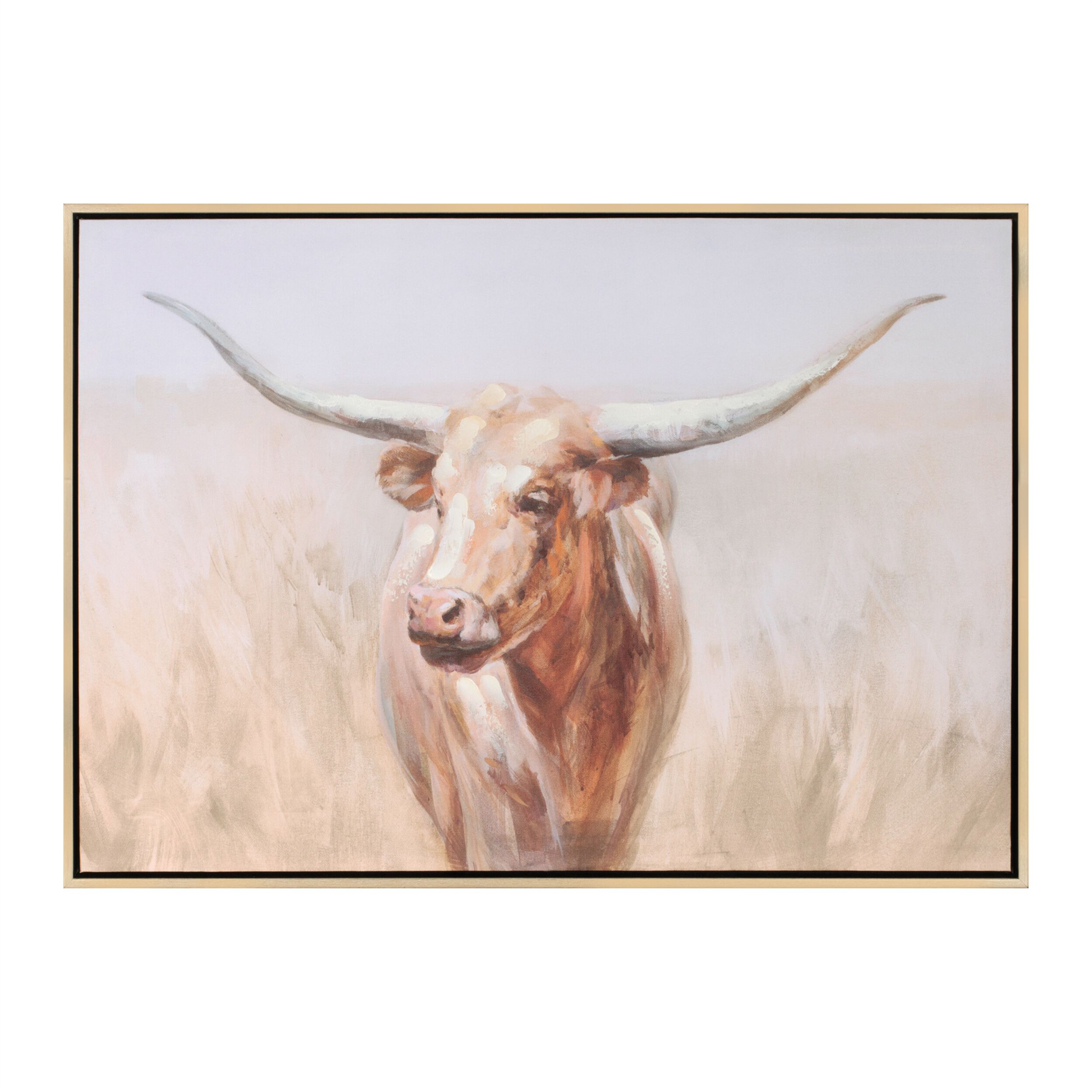 Framed Long Horn Cattle Wall Art 28INL, BROWN BEIGE, hi-res image number 0