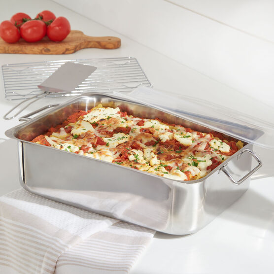 4-Pc. All-In-One Roaster & Lasagna Pan, STAINLESS, hi-res image number null