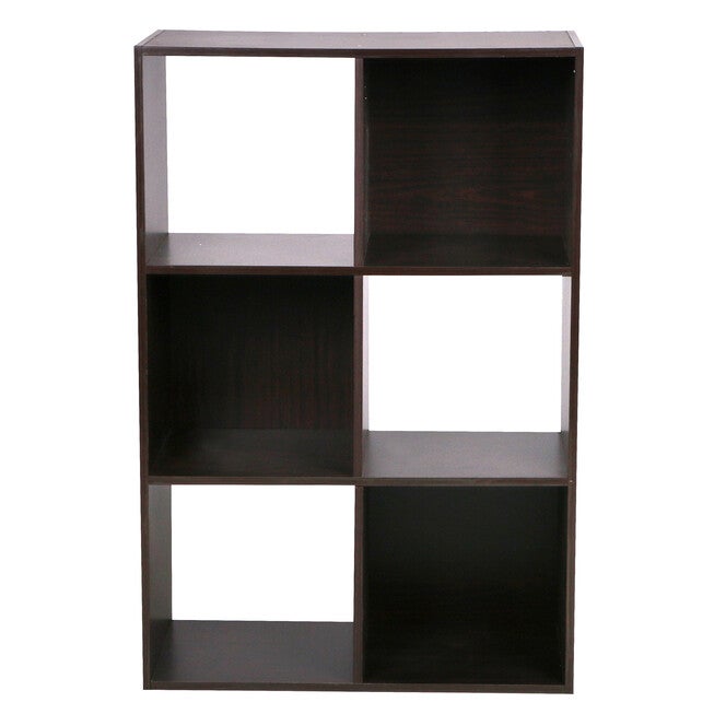 Home Basics Open and Enclosed 6 Cube MDF Storage Organizer Espresso, ESPRESSO, hi-res image number null