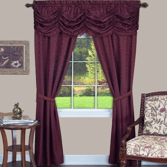 Panache 5 Piece Window Curtain Set, BURGUNDY, hi-res image number null