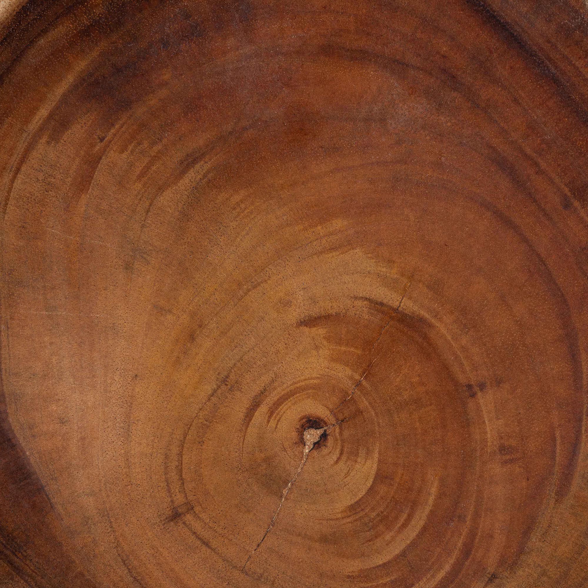 Jia Suar Wood End Table - Handcrafted Side Table with Live Edge Round Top and Tapered Legs, BROWN, alternate image number 5