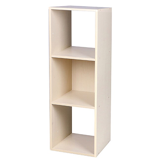 Home Basics Open and Enclosed 3 Cube MDF Storage Organizer Oak, OAK, hi-res image number null