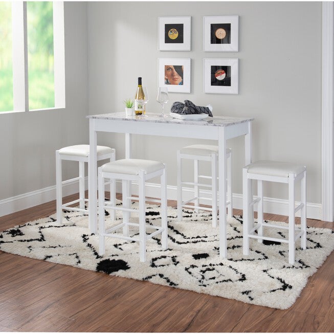 Lancer 5-Pc. Tavern Set White Faux Marble, , alternate image number 9