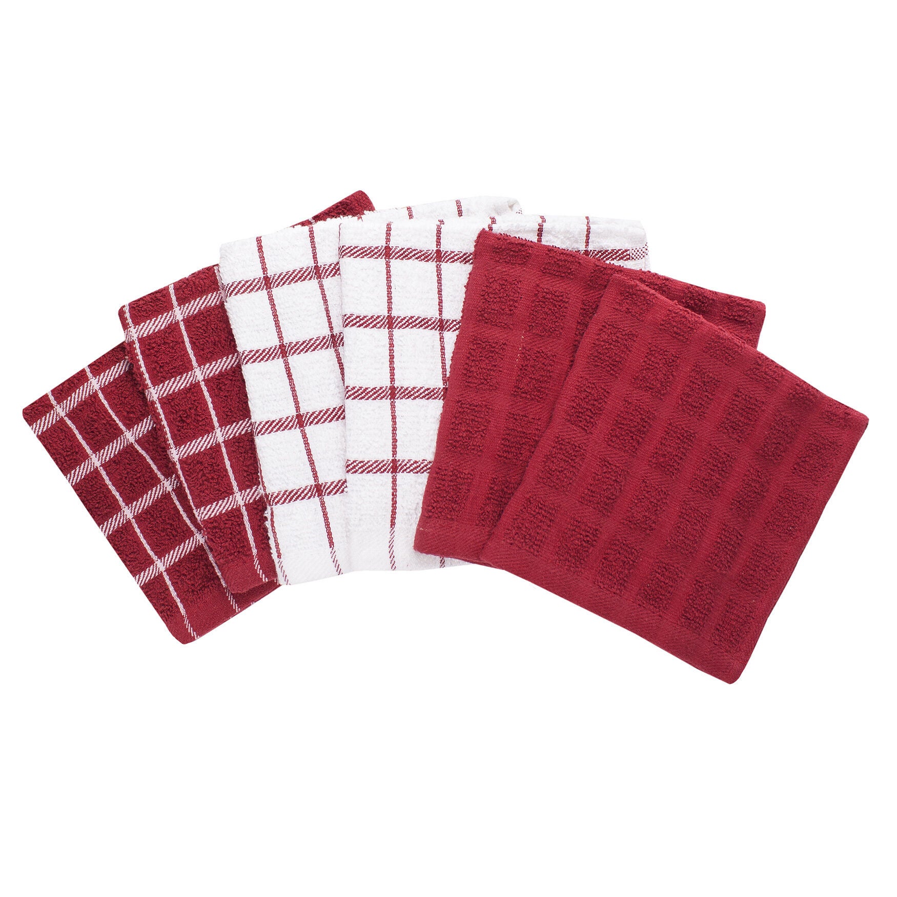 6Pk Terry Check Dish Cloth Dish Cloth, PAPRIKA, hi-res image number 0