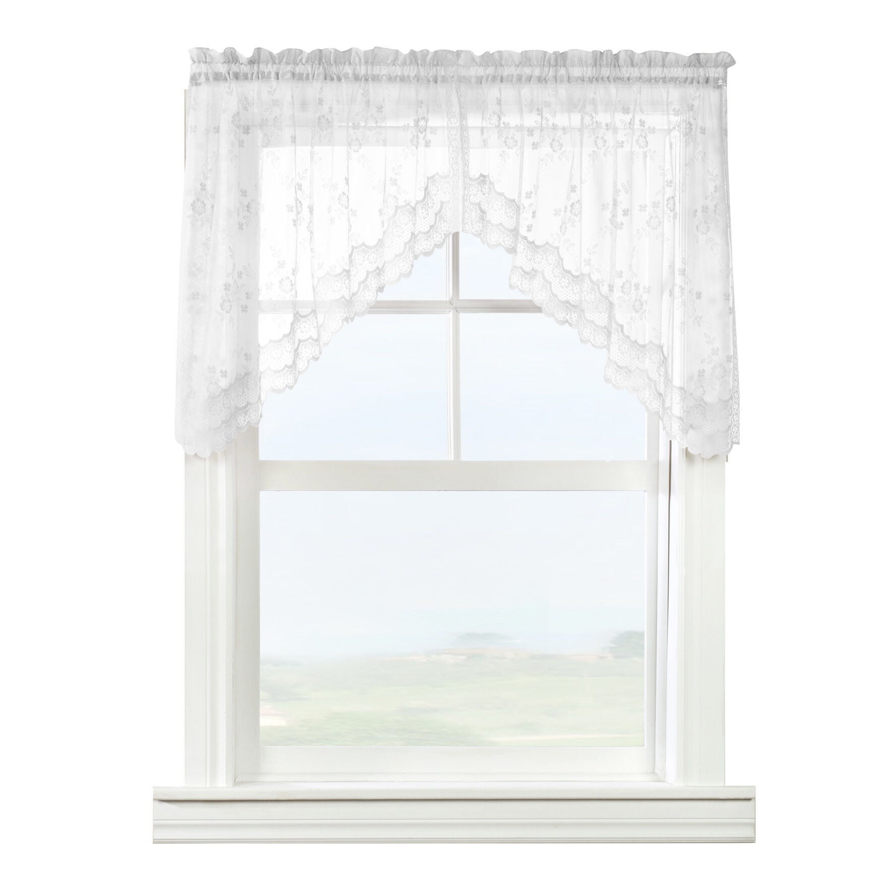 Mona Lisa Sheer Rod Pocket Swag Valance Set, , alternate image number 5