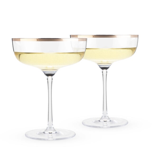 Copper Rim Crystal Coupe Set, CLEAR, hi-res image number null