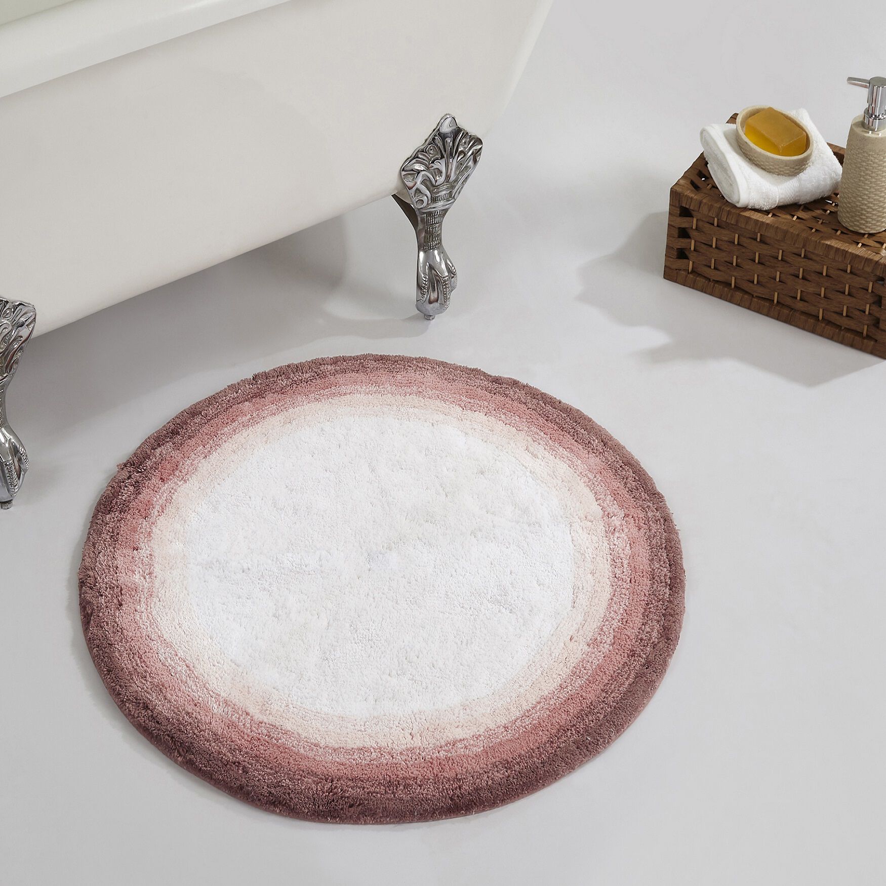 Torrent Bath Mat Rug, 30 inches X 30 inches, ROSE, hi-res image number 0