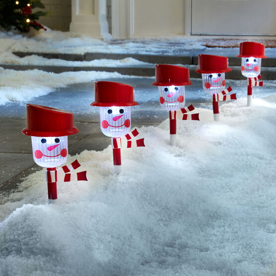 Snowman Solar Pathway Light Stakes, Set of 6, SNOWMAN, hi-res image number null