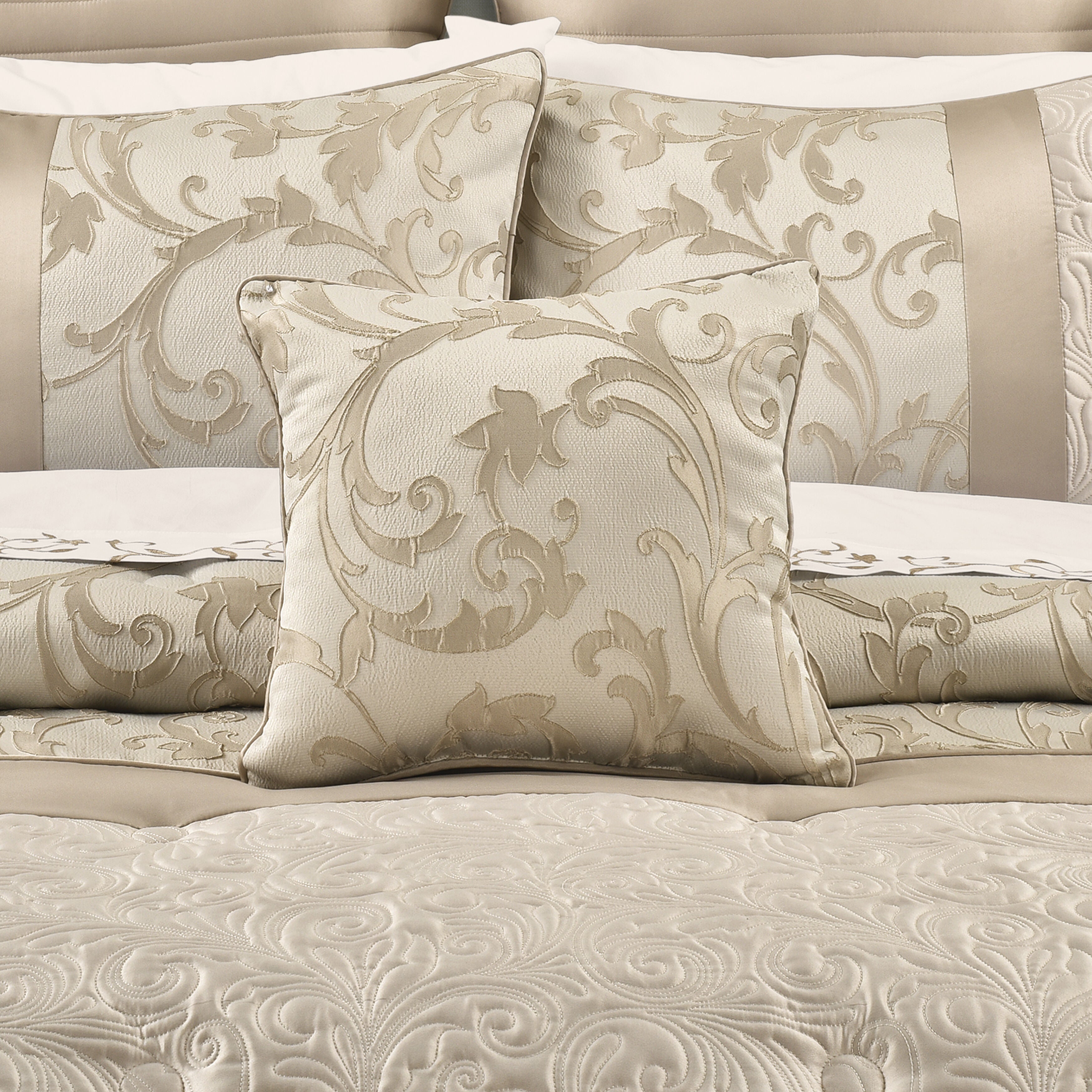 SPECTRA 16 inches SQUARE DECORATIVE THROW PILLOW, TAUPE, hi-res image number 0