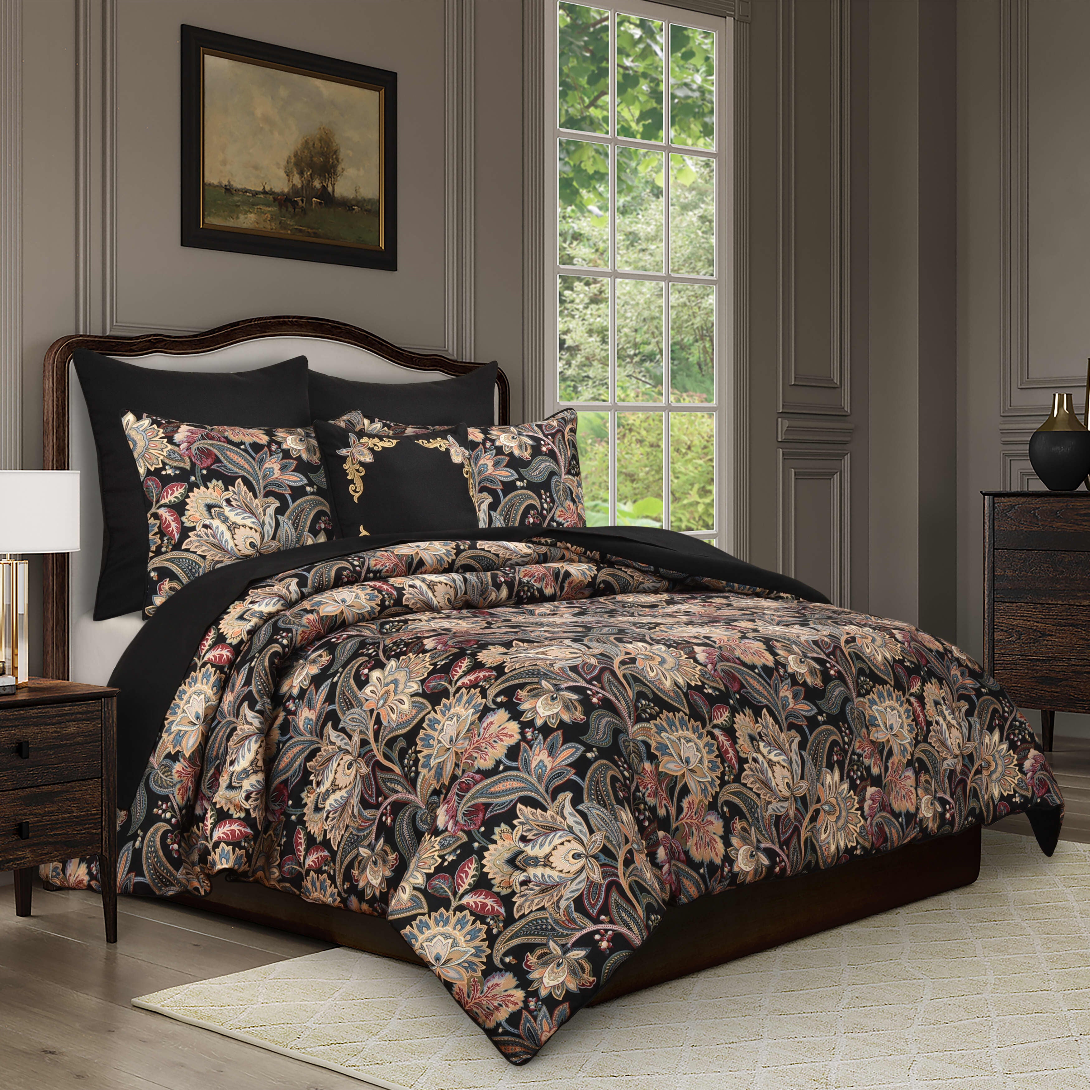 Calabria 3 Piece Comforter Set, BLACK, hi-res image number 0
