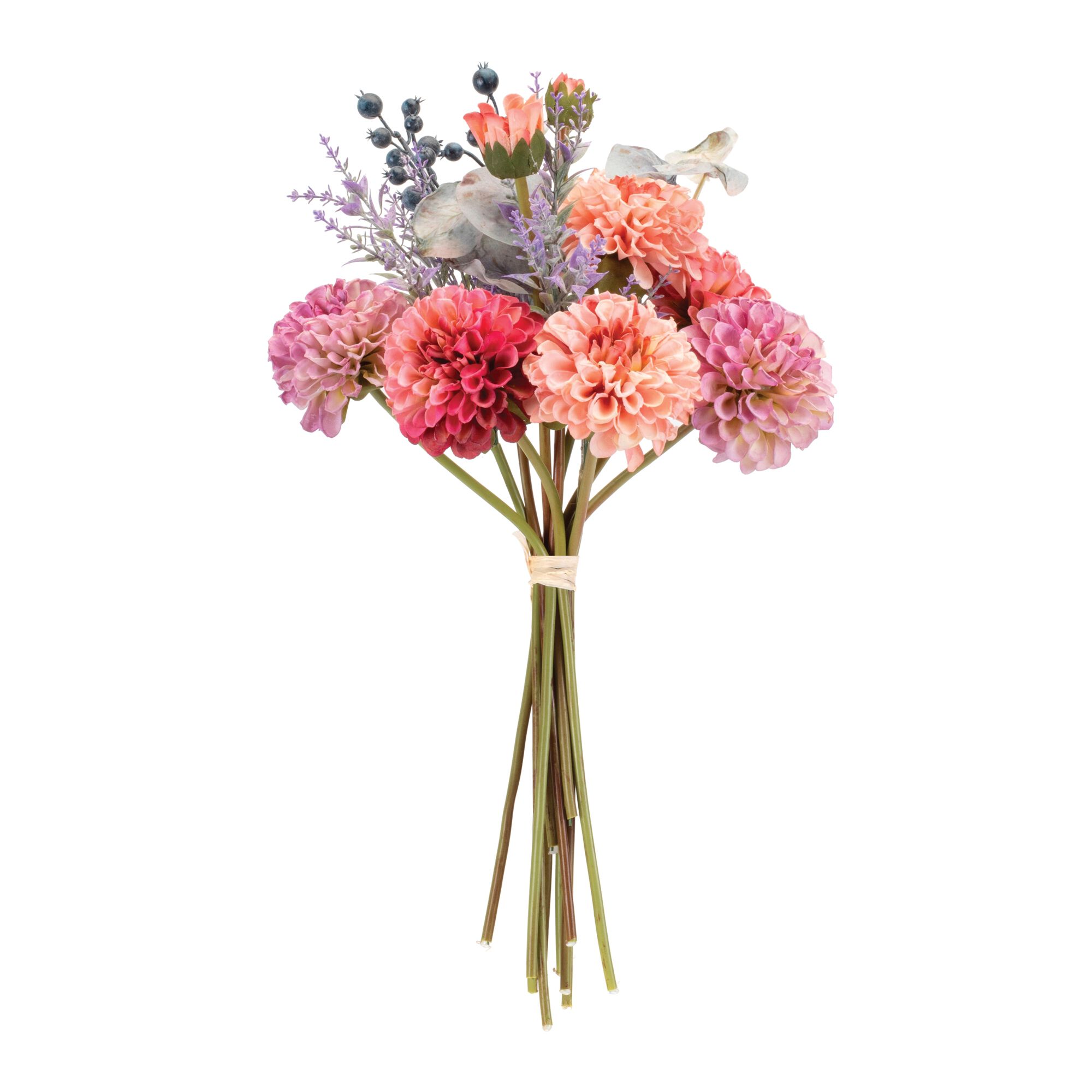 Mixed Zinnia Floral Bouquet (Set of 2), PURPLE PINK GREEN, alternate image number 1