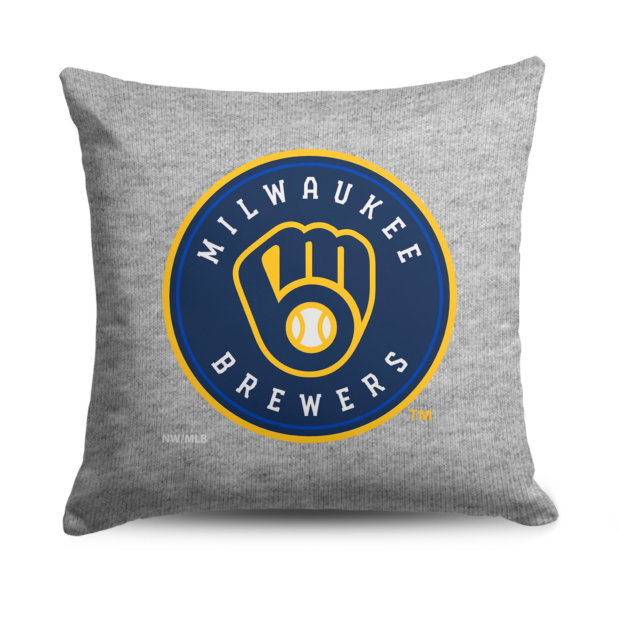 Milwaukee Brewers MLB Primary Sweatshirt PIllow 16 Inches, GRAY, hi-res image number 0