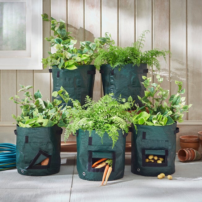 Set of 5 Vegetable Grow Bags, GREEN, hi-res image number null