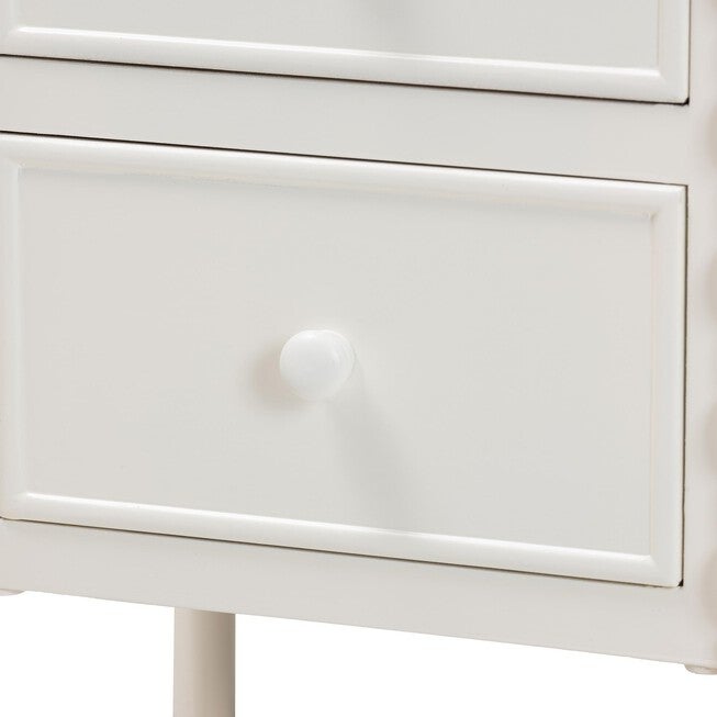 Malinda Classic White Wood 2-Drawer End Table with Spindle Legs, WHITE, alternate image number 7