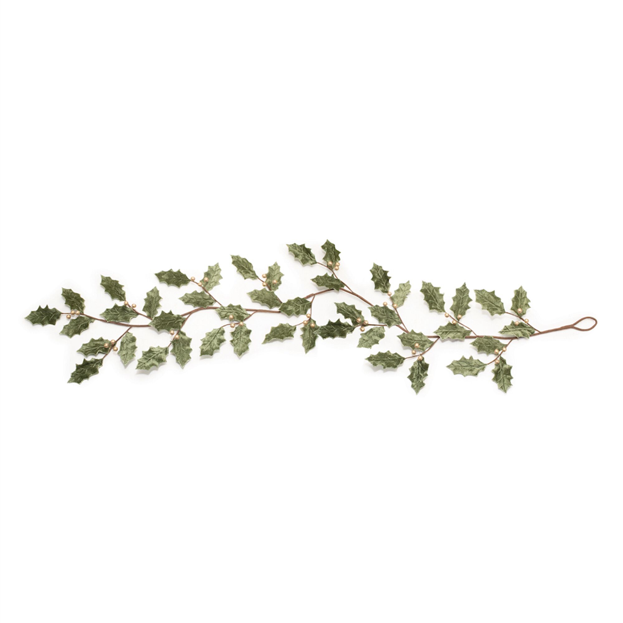 Glittered Holly Leaf Garland (Set of 2), GREEN GOLD, hi-res image number 0