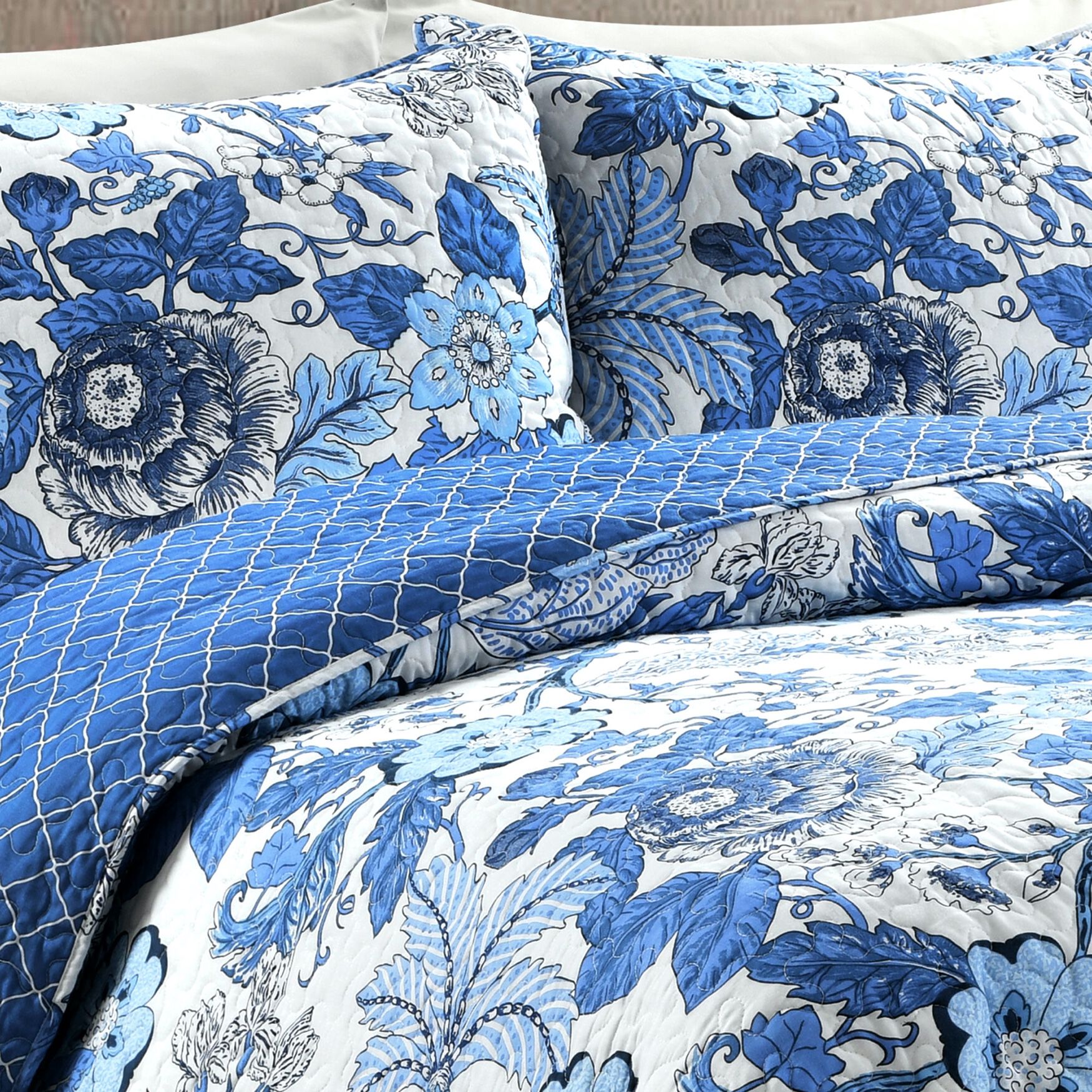Lush D&eacute;cor Sydney Quilt Black/Blue 3Pc Set, , alternate image number 11