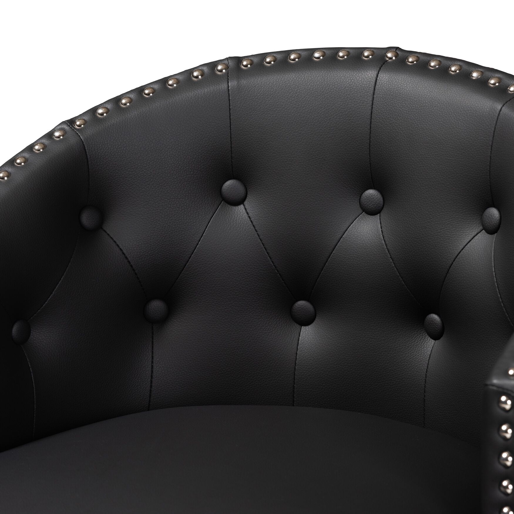 Theron Mid-Century Transitional Black Faux Leather and Espresso Brown Finished Wood 2-Piece Swivel Counter Stool Set, , alternate image number 21