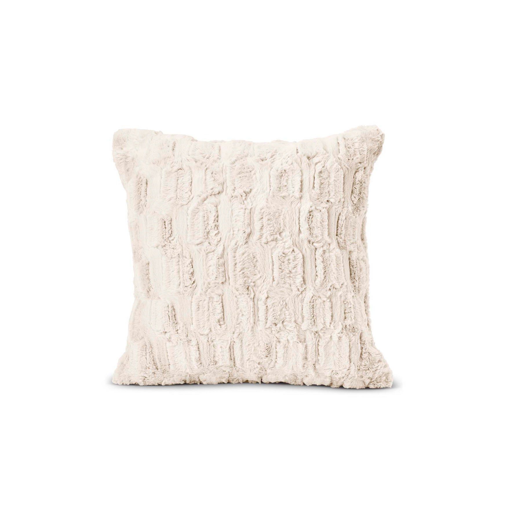 HGTV Art Deco Faux Fur Pillow, CREAM, hi-res image number 0