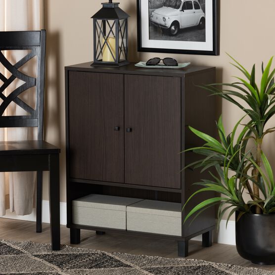 Rossin Wood 2-Door Entryway Shoe Storage Cabinet W Bottom Shelf Furniture, , alternate image number null
