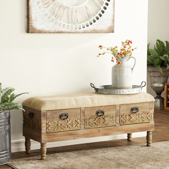 Brown Chinese Fir Farmhouse Bench, 20x47x16, , alternate image number null