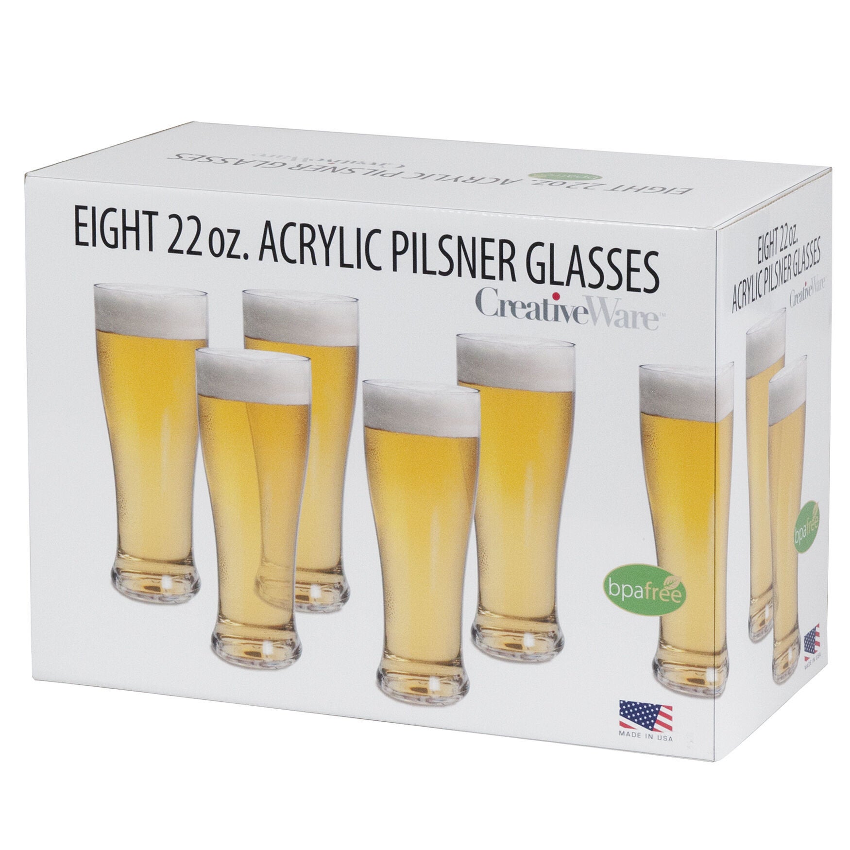 Creative Ware 8 piece Pilsner Glass Set, CLEAR, hi-res image number 0