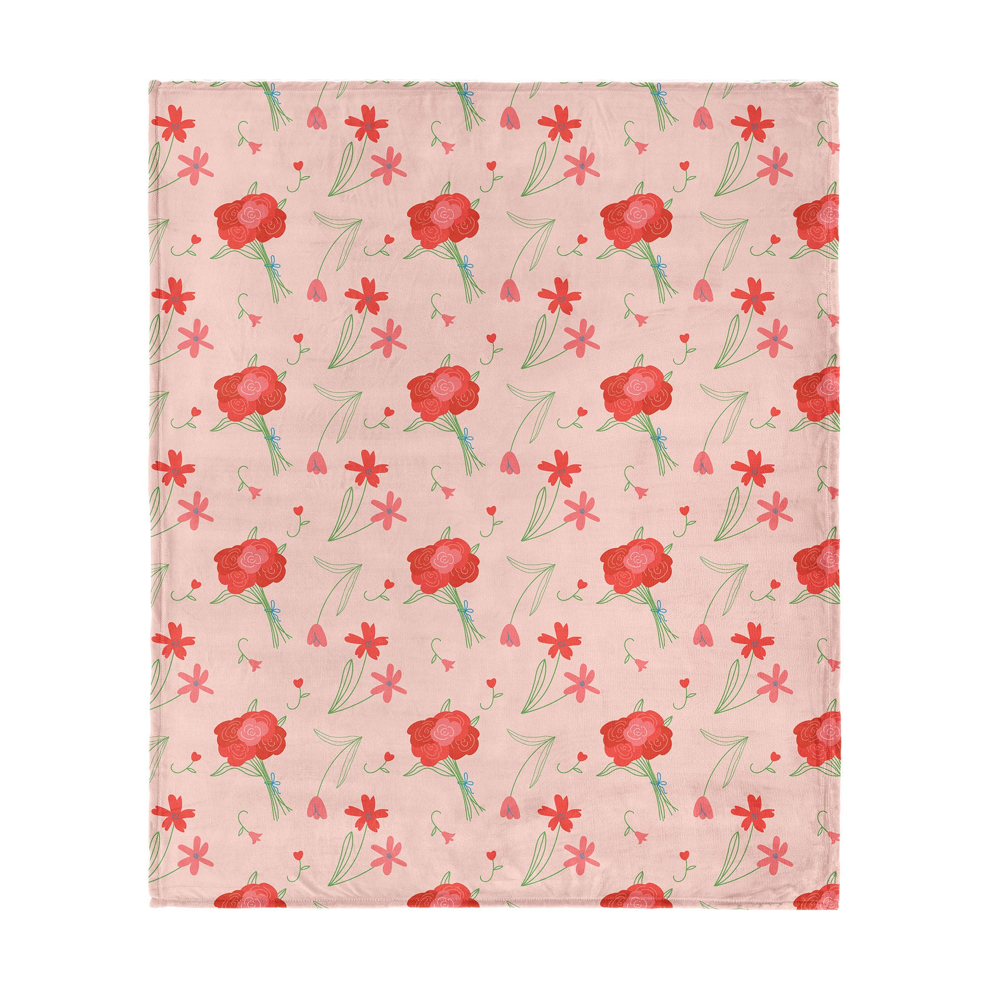 Valentine's Day Flowers Silk Touch Throw Blanket 60x80 Inches, FLOWER THROW, hi-res image number 0